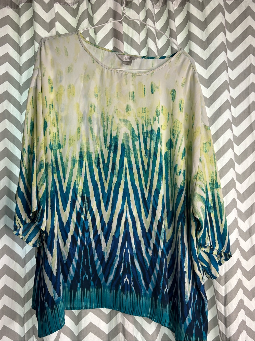 CJ Banks Blue Green Ombre Chevron Tunic